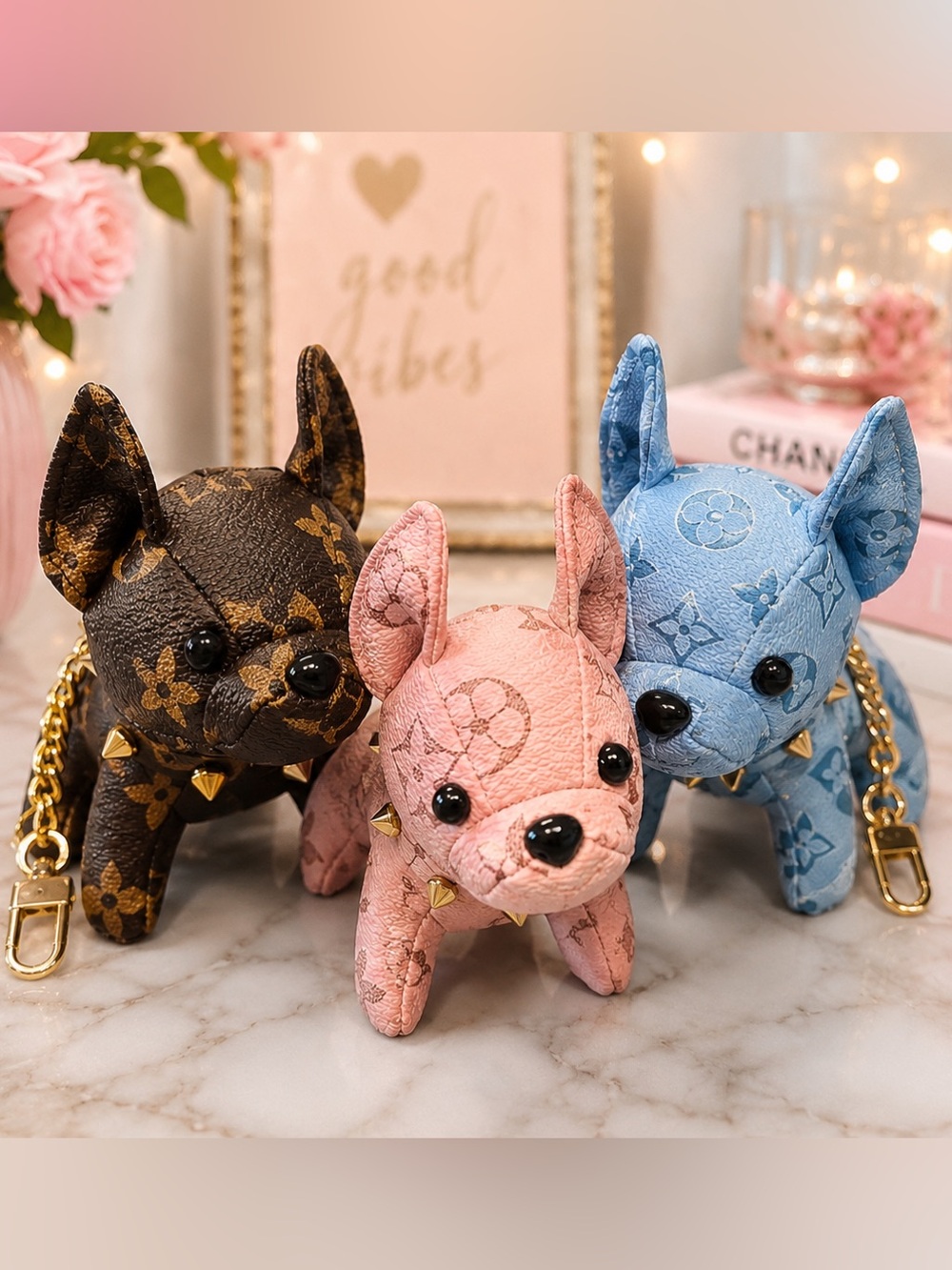 Designer-Style Frenchie Dog Bag Charm Keychain 🐶 - Picture 3 of 17